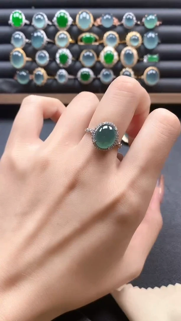 银S925镶嵌戒指翡翠5111