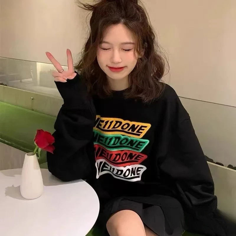 全新未使用 WE11 DONE 黑色 胸前五色LOGO印花 套头卫衣