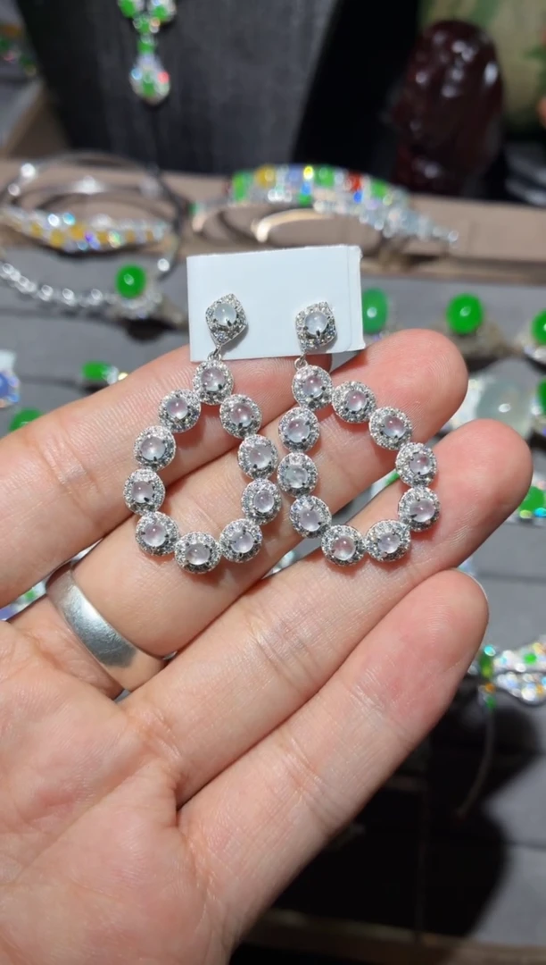 银S925镶嵌翡翠耳饰 全量