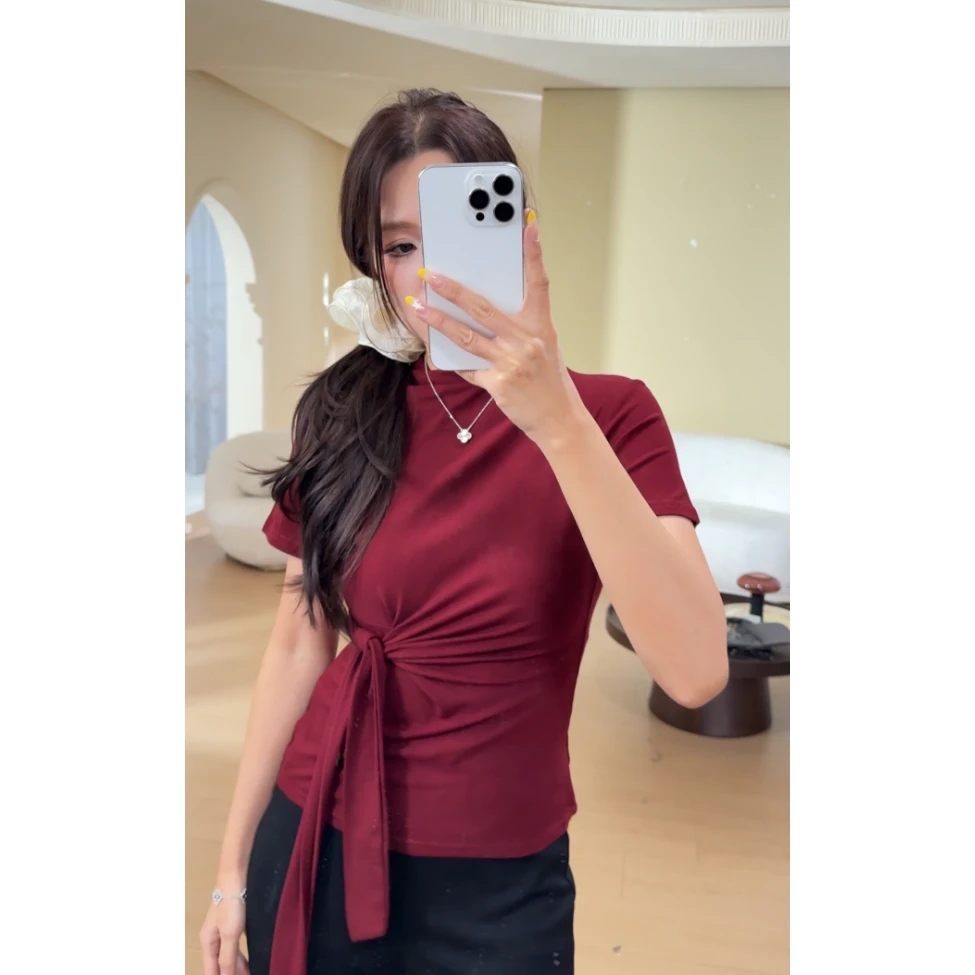 BELE ZHANG【紫韵风铃】新款绑带立领高级上衣-1521