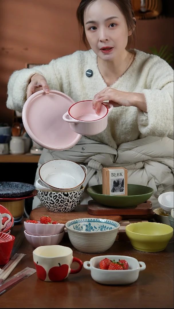 瓷片粉色盘+小双耳  微瑕 凑满20发货