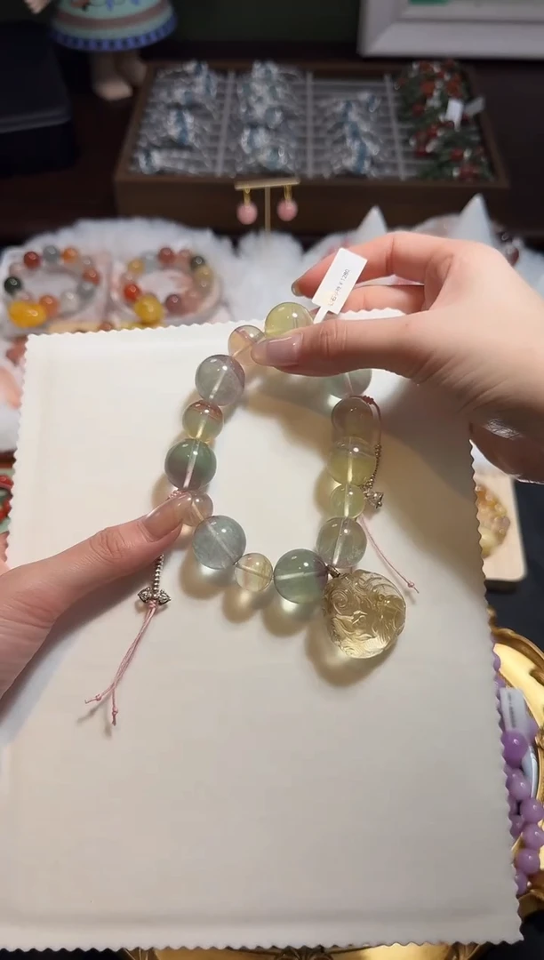 【闪购商品】萤石手串银S925镶嵌萤石车挂