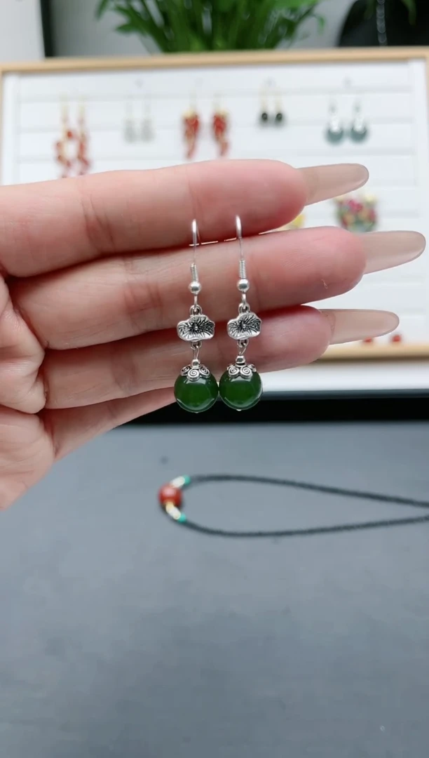 【闪购商品】玛瑙/玉髓耳饰银S925镶嵌680