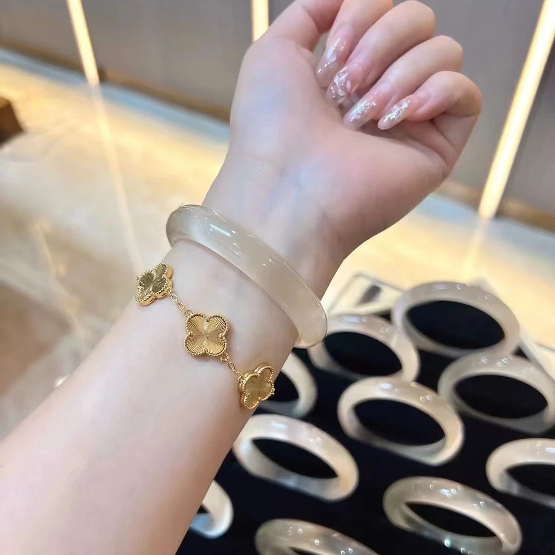 非金属玻璃手镯 香槟色猫眼渐变手镯轻奢时尚百搭