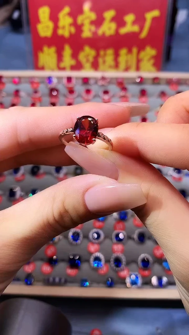 【闪购商品】石榴石戒指银S925镶嵌11111