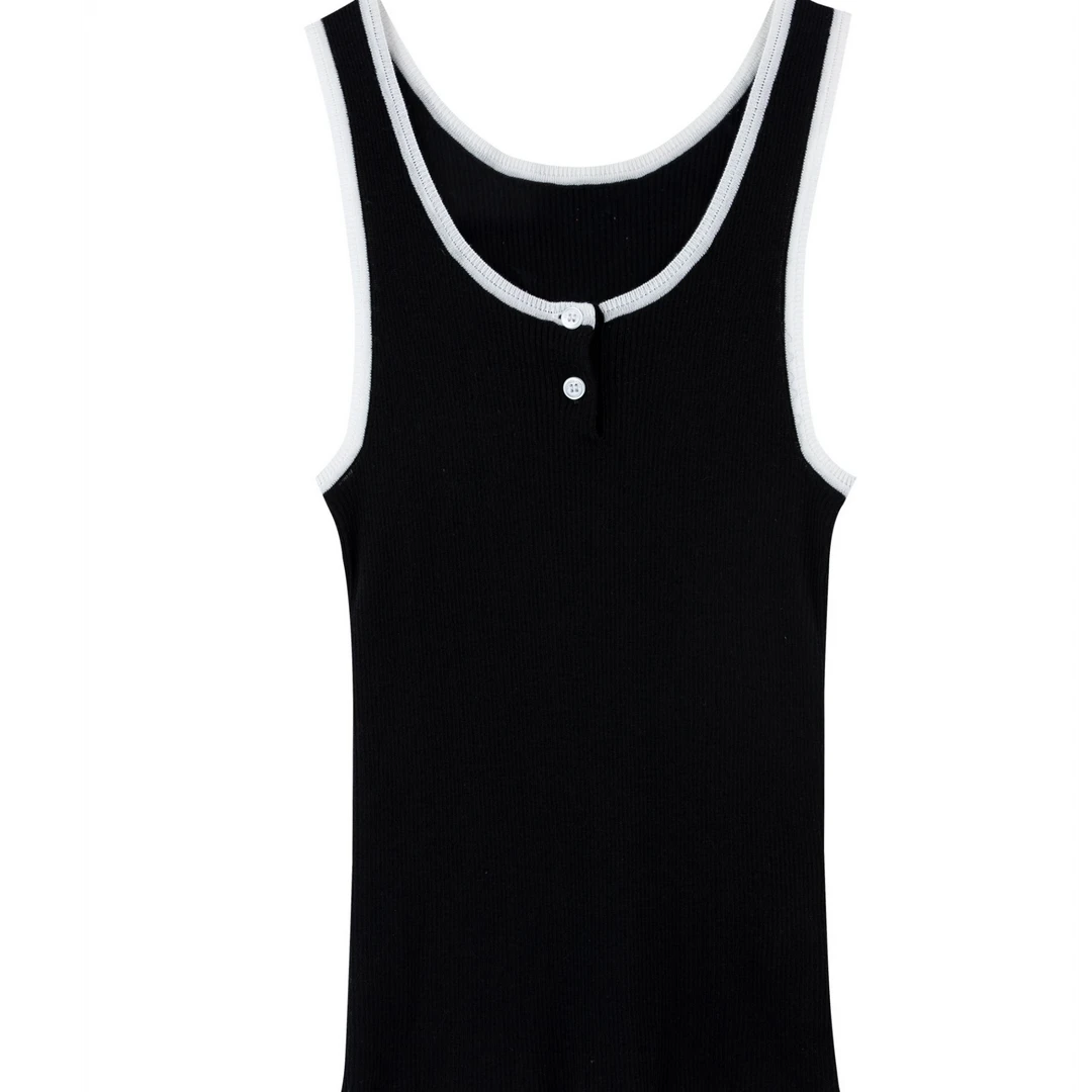 HAIZHENWANG 设计师品牌25早春新品拼色吊带背心时尚简约百搭女士