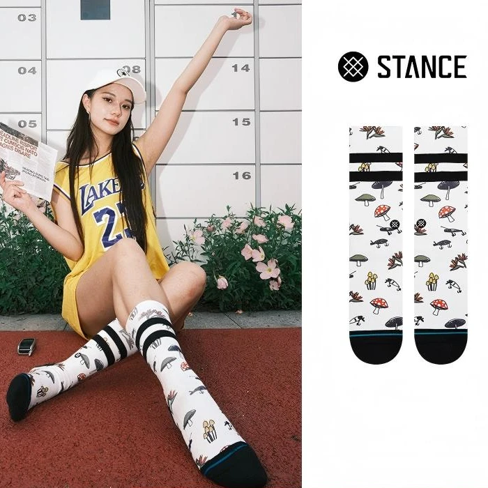 STANCE设计款NICE CATCH中筒555男休闲袜子情侣卡通图案运动女袜