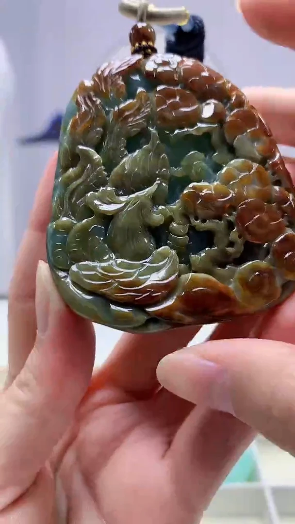 【闪购商品】定制翡翠未镶嵌5028zm-毛货挂件89荷叶鱼