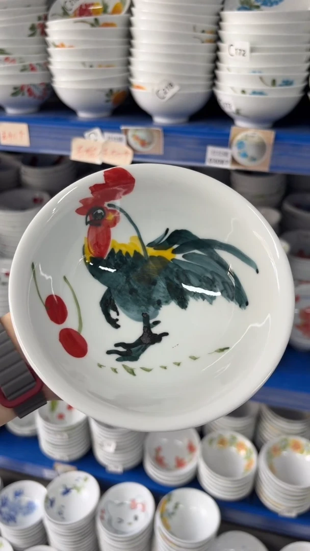 瓷片景德镇高温陶瓷食品级手绘釉中彩-壮壮碗
