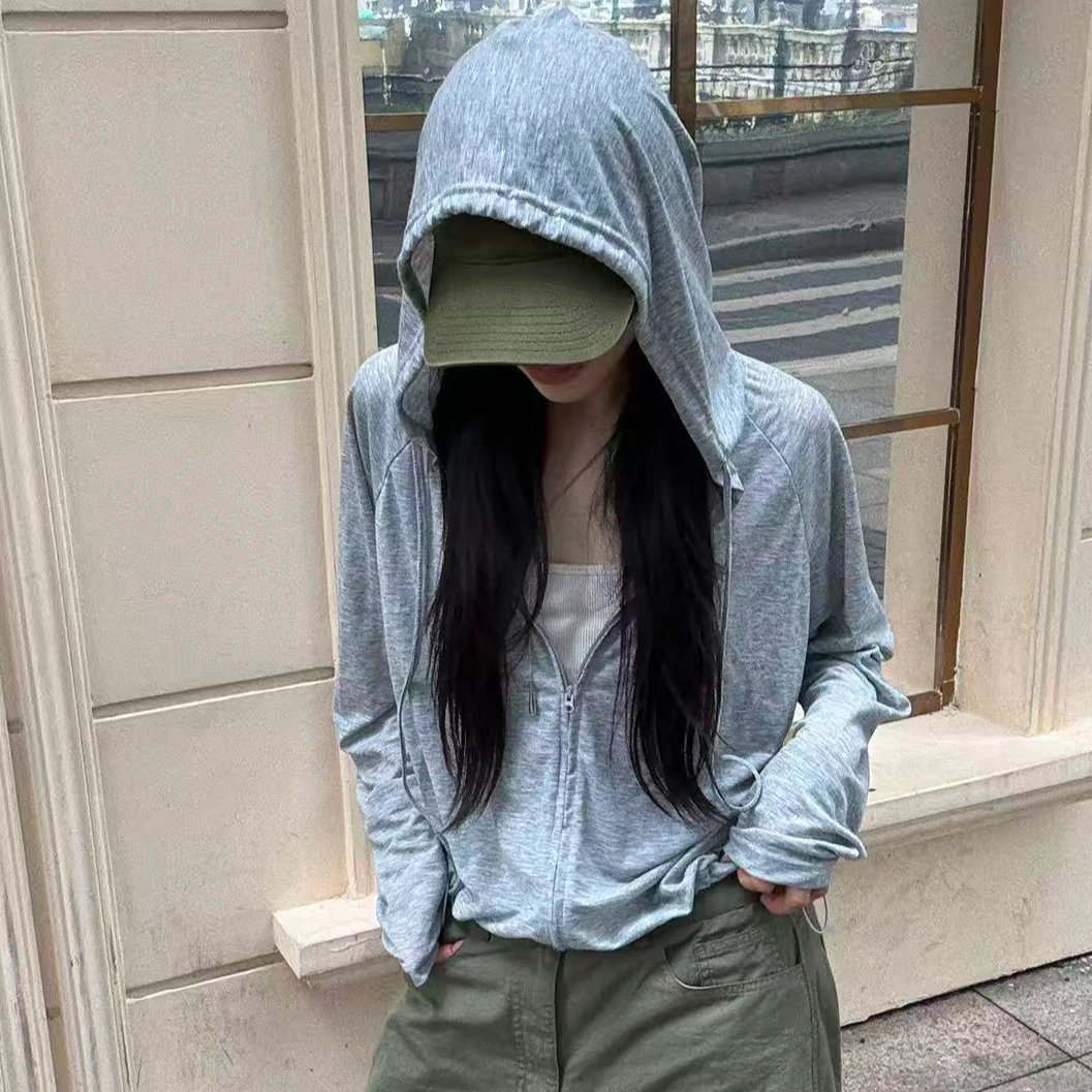 韩版新款连帽上衣休闲洋气时尚宽松百搭纯色