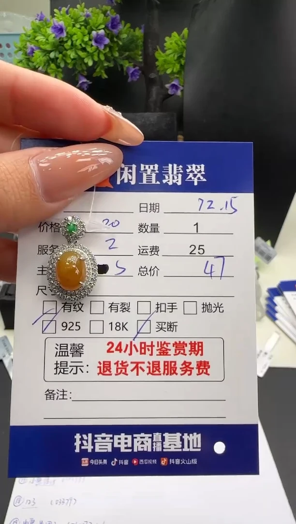 吊坠(不含链)银S925镶嵌翡翠翡翠吊坠