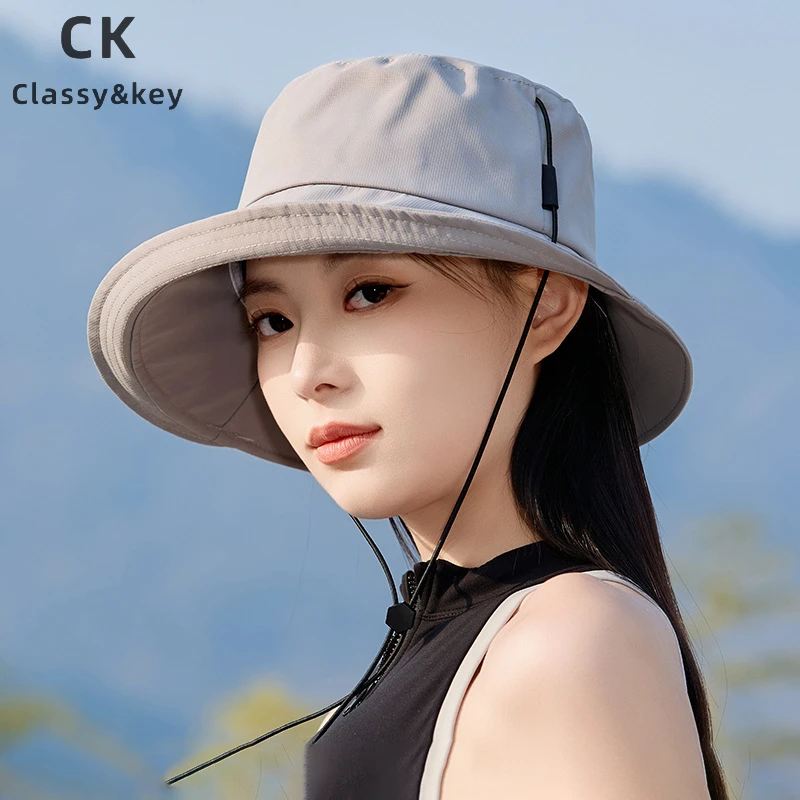 Classy key新加坡设计师联名款渔夫帽夏季新款纯色休闲防晒帽女生