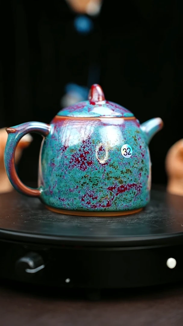 32#原矿钧瓷炉钧釉秦权壶