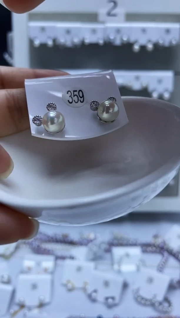 银S925镶嵌耳饰海水珍珠359
