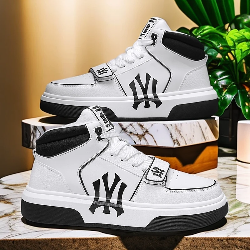 春秋新款高帮男鞋百搭休闲运动板鞋中帮潮牌高级感干净感痞帅男鞋