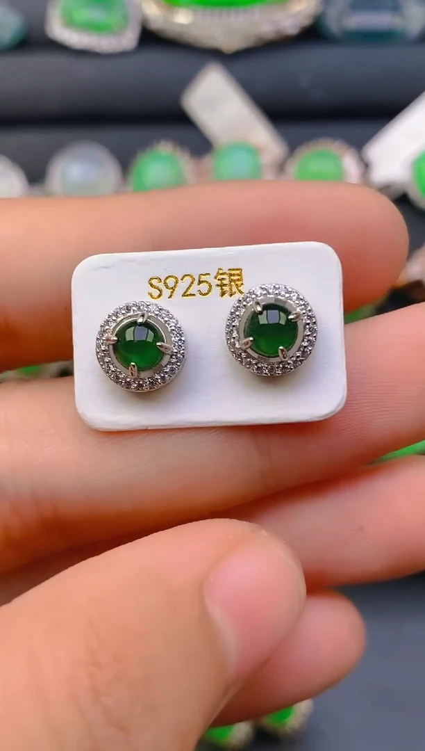 【闪购商品】翡翠戒指银S925镶嵌天然A货翡翠1