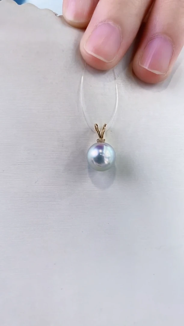 海水珍珠18K金镶嵌吊坠(不含链)8.5-9真多麻吊坠