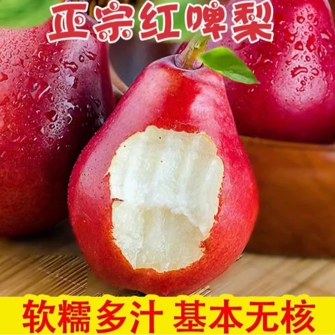 【软糯香甜】新鲜红啤梨三门峡应季水果大果红皮梨子西洋梨放软吃