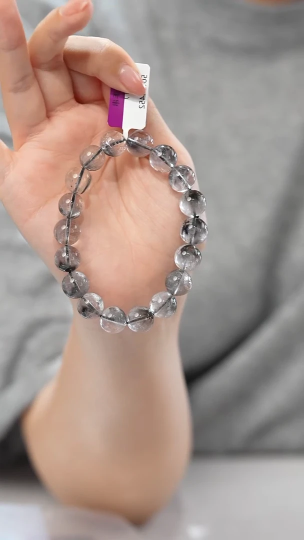 水晶手链未镶嵌黑银钛11mm