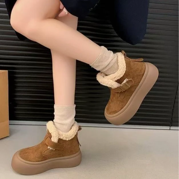勃肯厚底加绒勃加绒肯鞋冬季2024新款毛毛棉鞋脚蹬保暖雪地