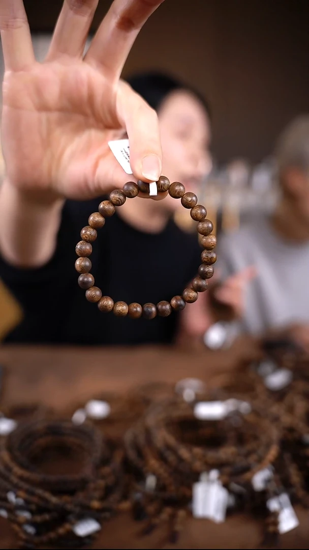 沉香手串【开播福利】7mm高结油棋楠沉香圆珠单圈手串