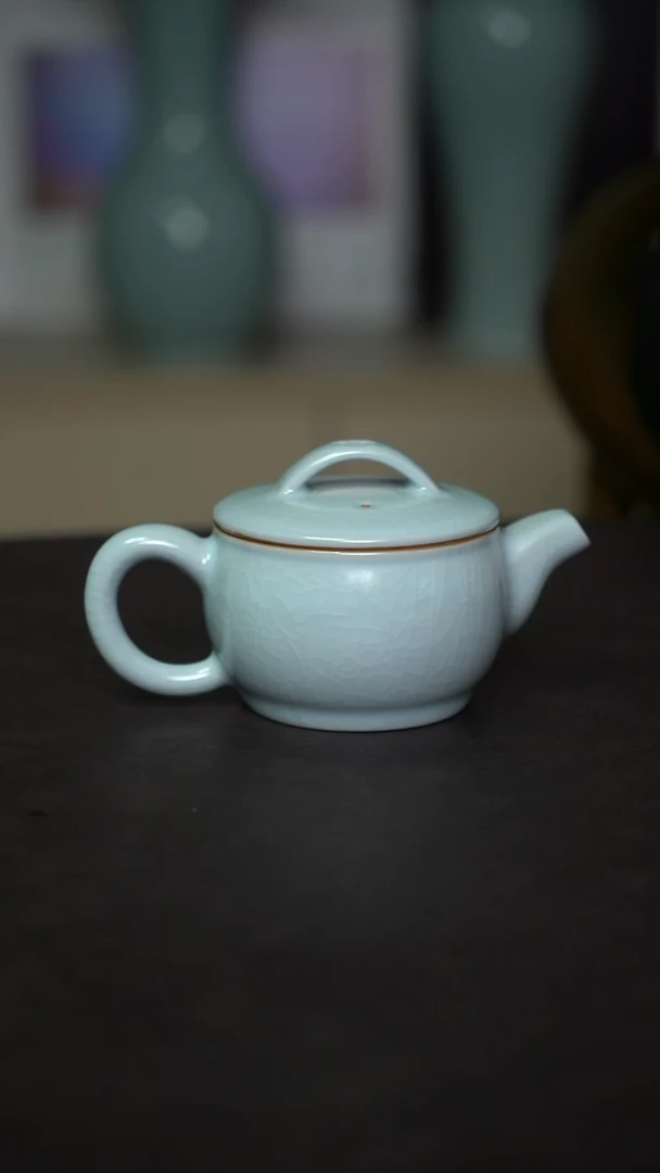 杯子瓷月白釉汉瓦壶全手工一级