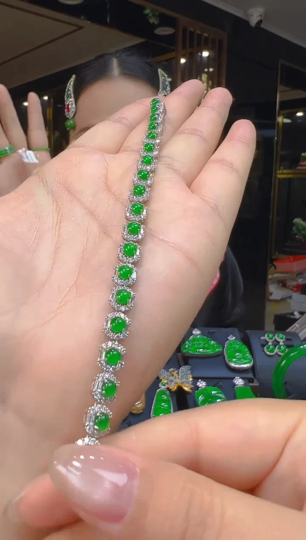 银S925镶嵌手链翡翠083（多样性发其一）