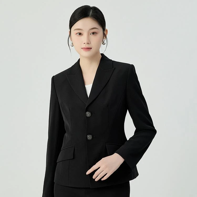 哥弟新款黑色西服通勤百搭轻职场收腰显瘦西装女款外套140031