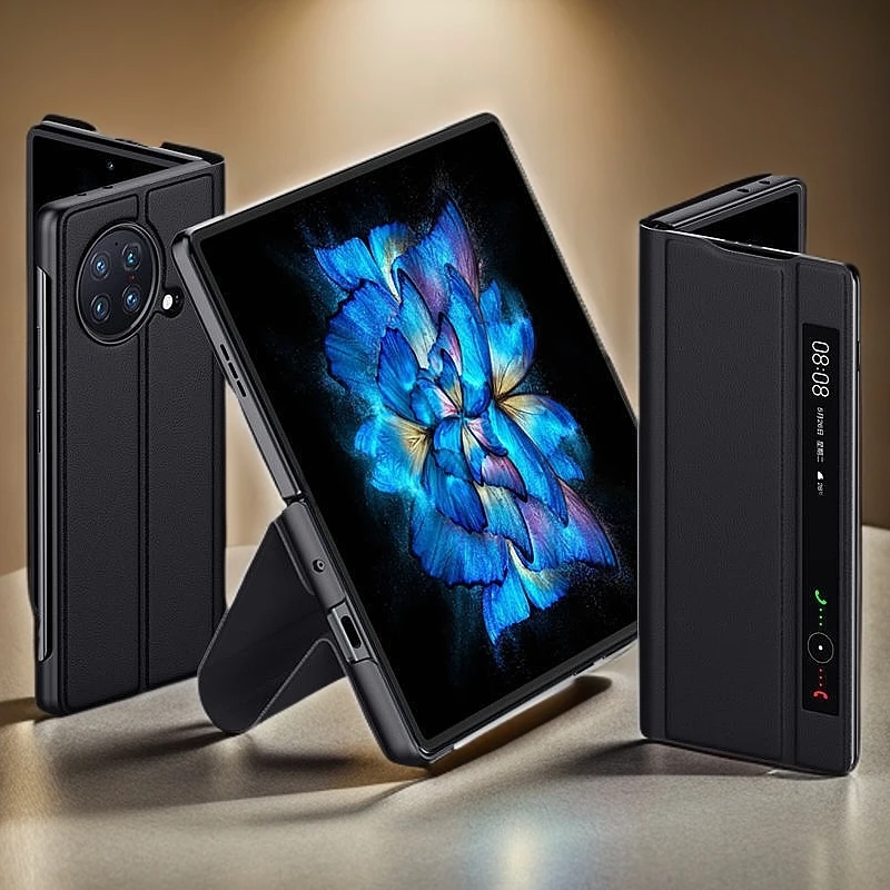 适用vivoxfold翻盖式全包真皮壳防摔商务xfold3超薄立式支架视窗+