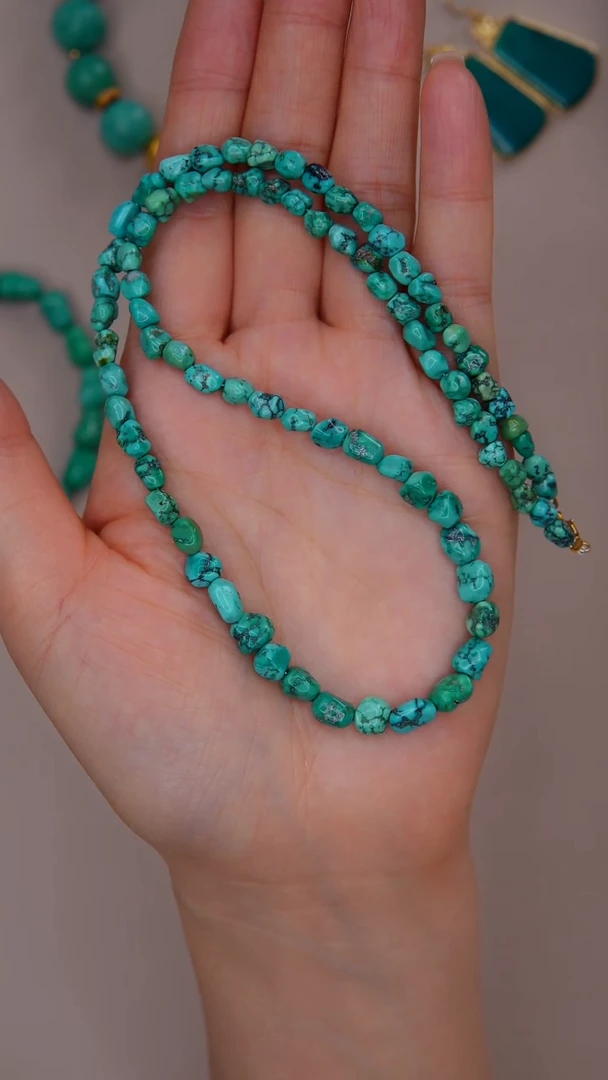 【闪购商品】绿松石项链银S925镀金镶嵌多样性发货