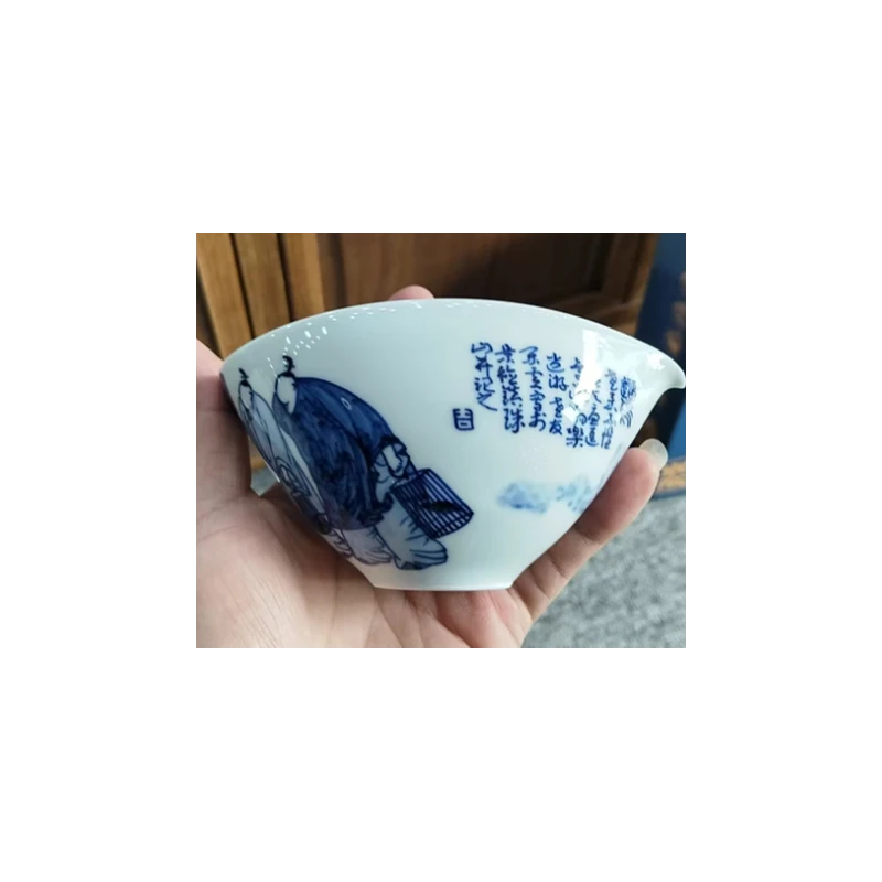 【小乔赏瓷】古聿老友珍玩青花无相人物公道杯遛鸟guyu548