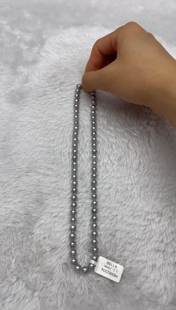 项链银S925镶嵌海水珍珠AK真多麻6.5-7mm