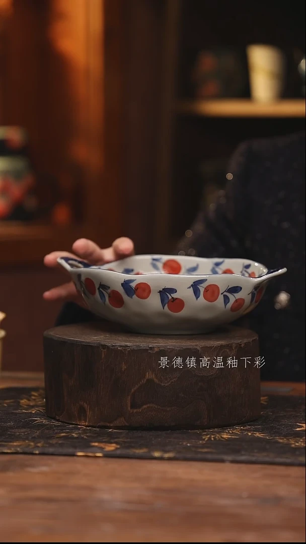 陶瓷  景德镇高温釉下手绘陶瓷@L260@