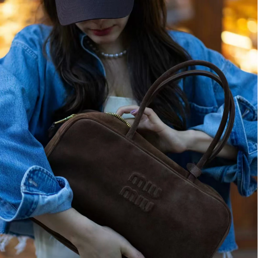 未使用 MIU MIU/缪缪 MIUMIU新款麂皮保龄球包