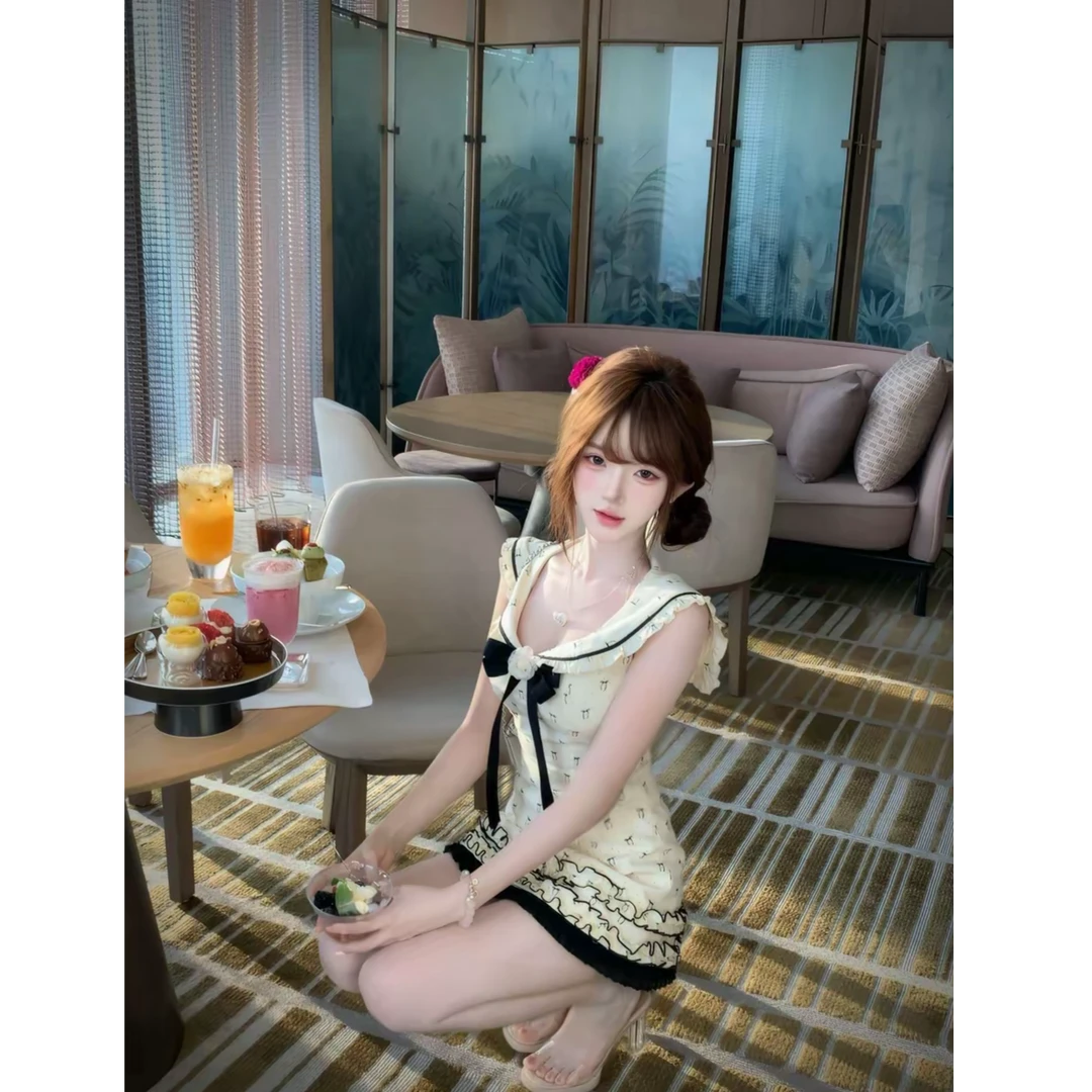 学院千金 夏季新款纯欲千金风甜美可爱收腰温婉大方海军领连衣裙