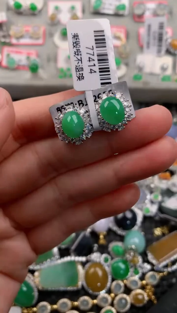 银S925镶嵌戒指翡翠888---8
