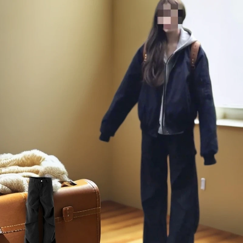 秋季ootd穿搭三件套男款秋季美式飞行员夹克微喇显瘦西裤一整套