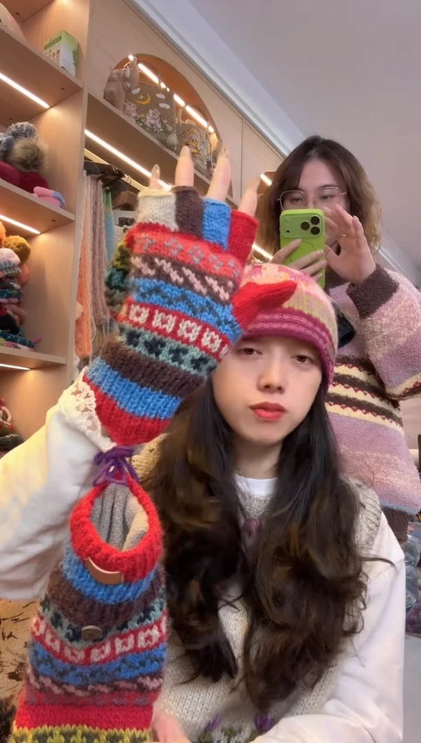 羊毛?**?百羊毛五指手套B555