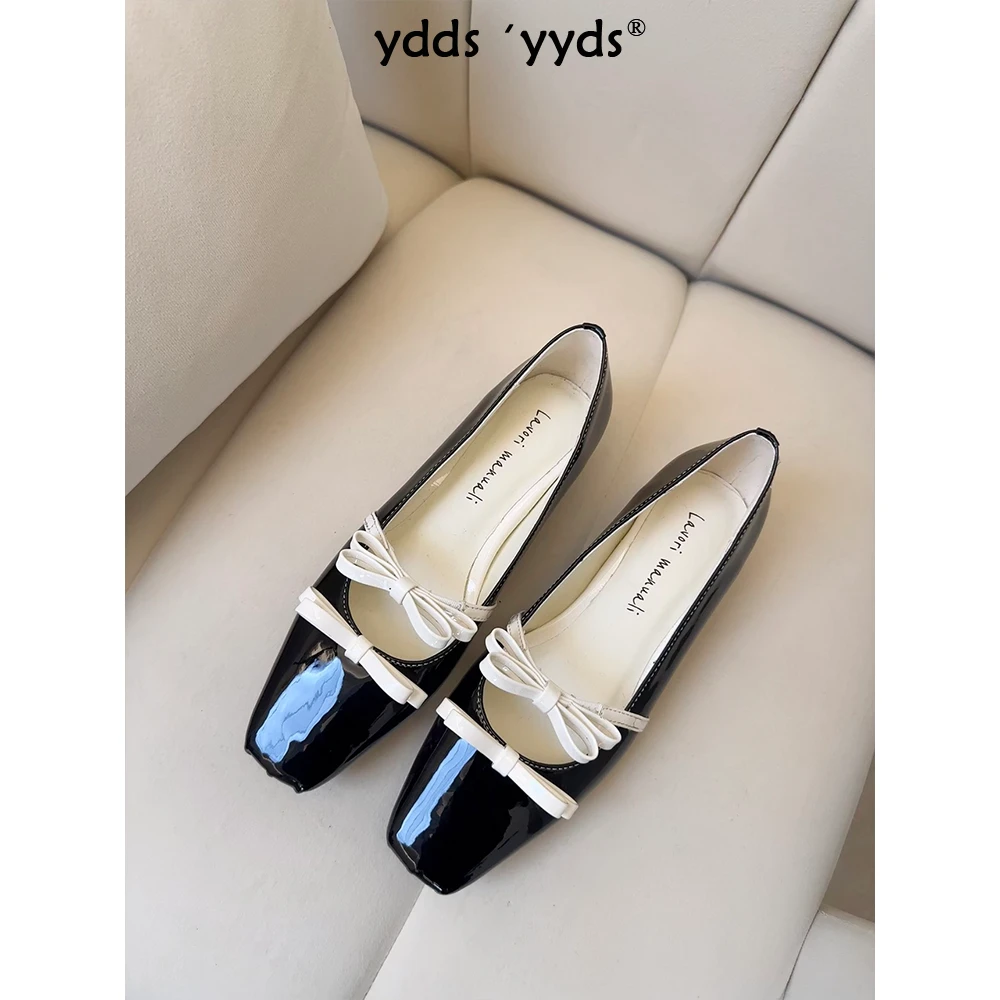 YDD/25春季新款甜美蝴蝶结百搭内增高方头浅口小单鞋/6587