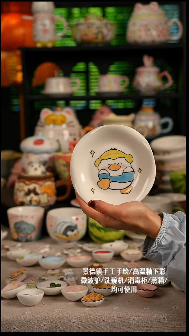 陶瓷无盖款景德镇高温釉下彩纯手绘创意瓷 默认微瑕 不退不换