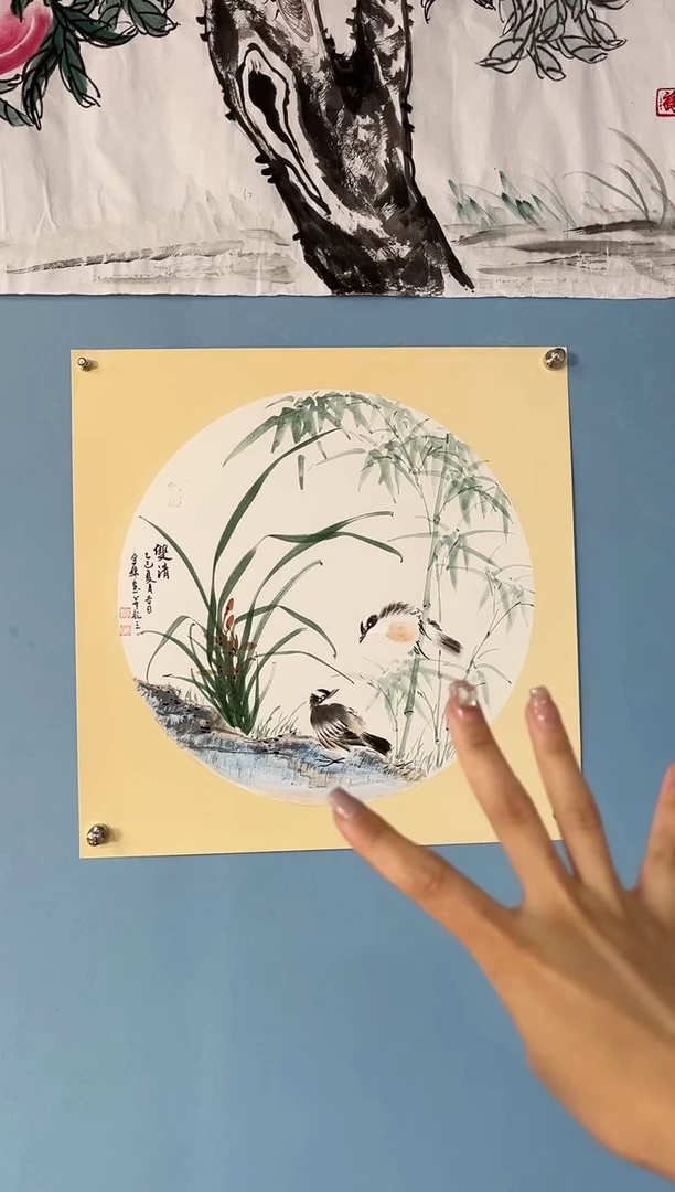 国画许宜锦花鸟竹子题材