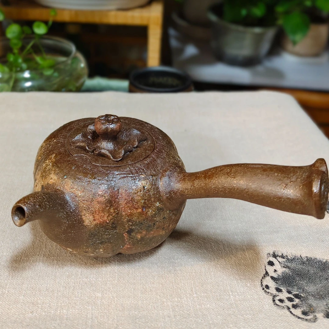 廖明亮台湾陶瓷岩矿壶全手工提升茶韵柿柿如意侧把手工茶壶160CC