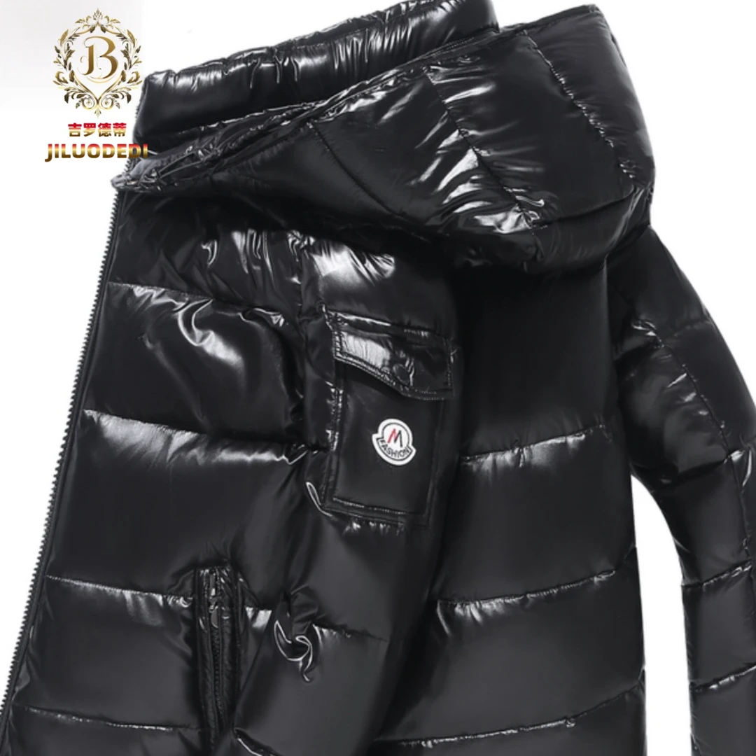 奥赛纳罗冬季羽绒服潮流连帽亮面免洗中青年休闲运动加厚保暖外套