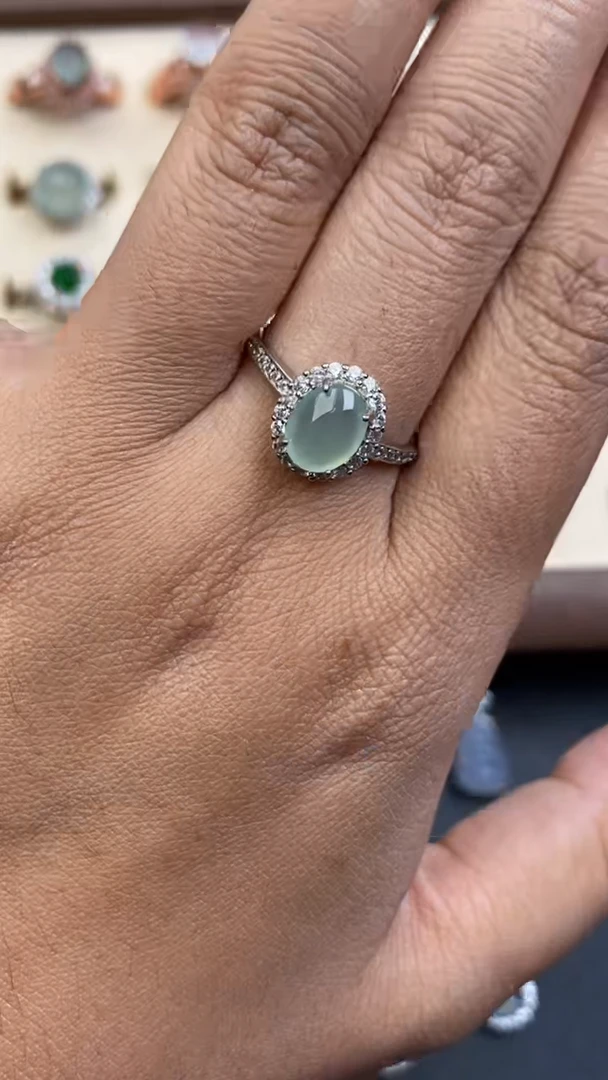 银S925镶嵌定制翡翠74868