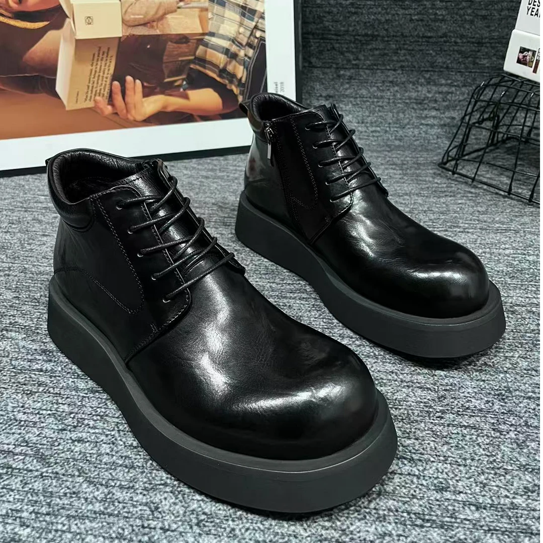 D2609【单棉同款】新款男士真皮时尚百搭厚底上班专用轻奢商务男鞋