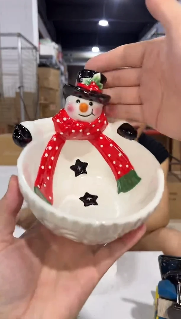 瓷片陶瓷原盒雪人碗