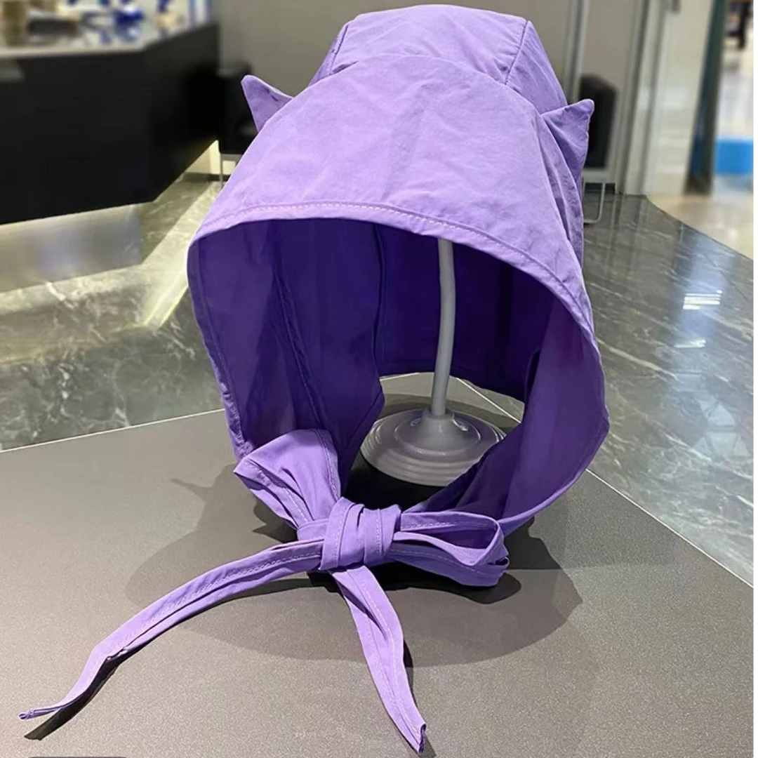 小恶魔绑带速干防晒遮阳帽轻薄款头巾帽可爱猫耳朵渔夫帽子女T873