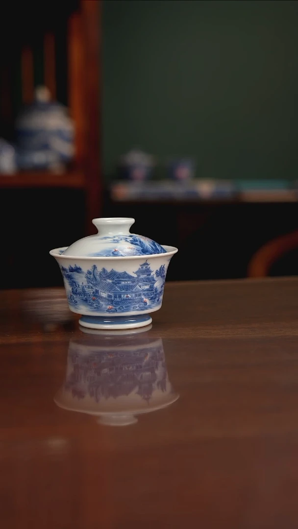 景琳藏 山水两才盖碗