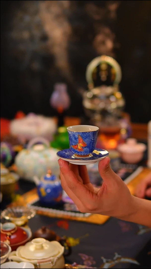 075蝶恋花杯子＋杯垫