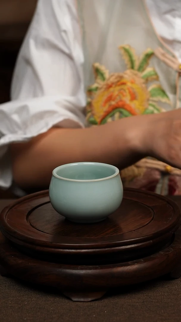 瓷片天青色圆融杯 100ML微瑕不带礼盒
